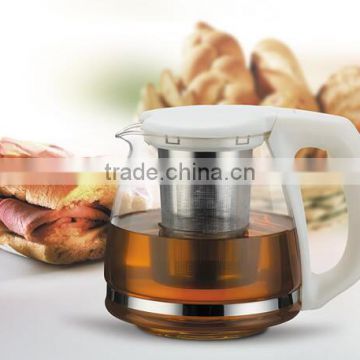 Commercial Heat Resistant Glass Teapot With Stainless Steel Infuser