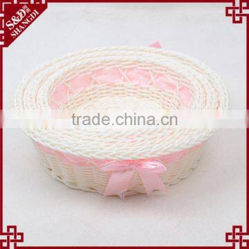 Small Plastic Wicker Woven Wedding Gift Baskets Wholesale With Ribbon photo-3