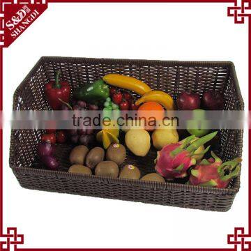 S&D Rectangular supermarket pe rattan display baskets for produce bread basket fruit basket