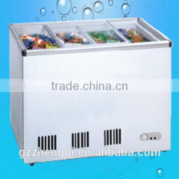 High quality top open class door freeaer338L Supermarket Glass Door Freezer(ZQR-338)