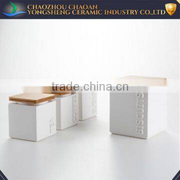White ceramic vacuum seal box kitchen food canisters