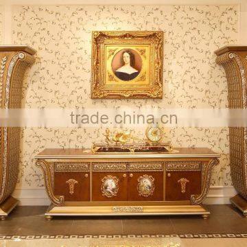 Luxury French Rococo Living Room Furnitur TV Cabinet Set/ Retro Vivid Hand Carved Solid Wood TV Cabinet & Display Cabinet photo-3