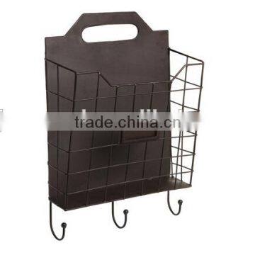 Vintage Wall Mounted Rustic Metal Wire Magazine Storage photo-2