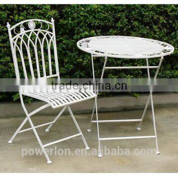 Best selling foldable outdoor table with two chairs Patio Set wrought iron furniture PL08-6334