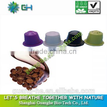 Wholesale PLA plastic empty coffee capsule packaging cups, 100% biodegradable non-toxic nespresso coffee capsule