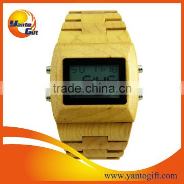 100% Nature Quartz Digital wooden watch