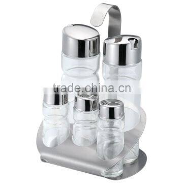 2016 Kitchen Accessories 5 Pieces Steel Cover Glass Condiment Set photo-2