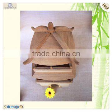 Paper Bird House Three Layer Wood Chinese Tower photo-4