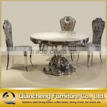 Foshan Furniture Market Round Dining Table Marble From India Stainless Tables Furniture photo-2