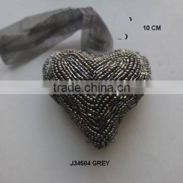 Grey Heart shaped Glass beads Christmas tree ornament in 10 cm available in all colours and sizes