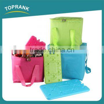 Custom color promotional foldable insulated frozen whole foods cooler bag with ice brick