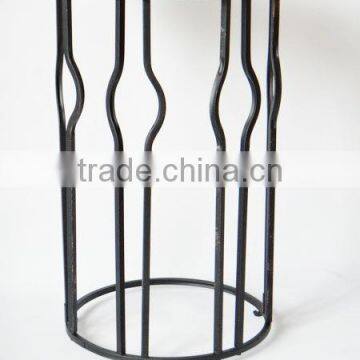 RH-4735 Gramercy Metal Sofa Side Table Wood Top Round Table photo-5