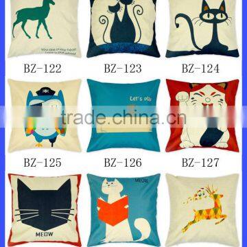 Cute Cat Patterns Printing Linen Cloth Fabric Pillow Cover Wholesale photo-4