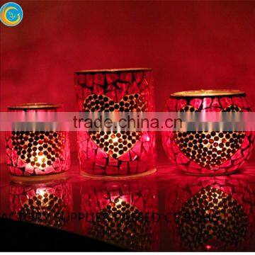 Wedding Pink Handing Mosaic Glass Candle Votives photo-3