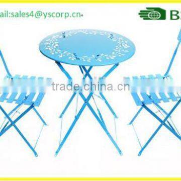 China Company Wholesale Cheap Outdoor Garden Patio Furniture Folding 3PC Table Chair Set Bistro Style Backyard Metal photo-4