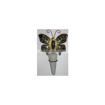 IRON PAINTED WALL BUTTERFLY WITH CONE GLASS