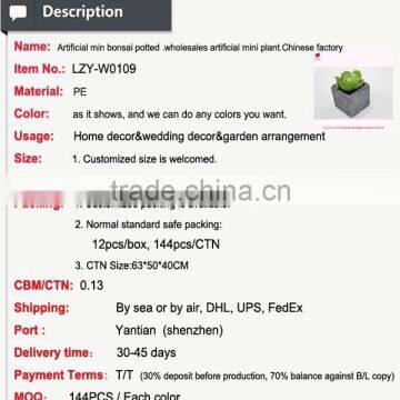 Artificial Min Bonsai Potted Wholesales Artificial Mini Plant.Chinese Factory photo-5