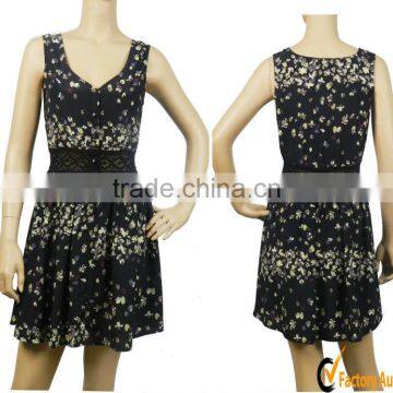 2013 V-neck print dress for lady