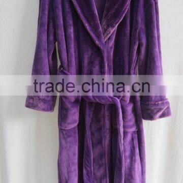 100% Polyester Powder Plush Fleece/flannel Women's Bathrobe ,Microfiber Down Robe photo-3