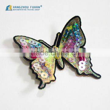 Customized Sequin Embroidery Butterfly Badge With Iron-on Backing photo-4