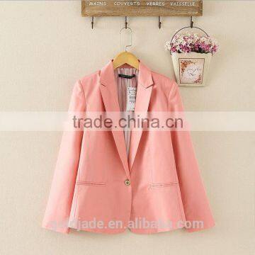 2016 Hot Sale Women Elegant Ladies Fashion Blazer Design ,Pure Colour Pink Women Blazer photo-2