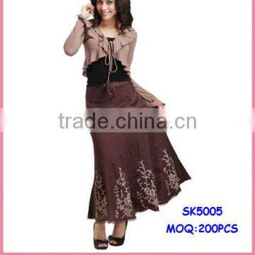 Lastest Woman Embroidery Linen Long Maxi Skirt