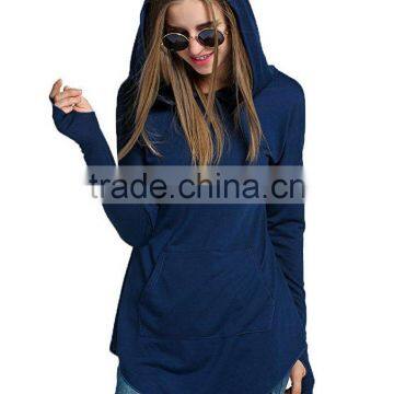 2017 Women Pocket Front Pullover Hoodie Sweatshirt With Thumb Hole photo-2
