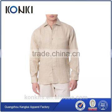 Men's Custom Natural Good Quality Long Sleeve Custom Long Sleeve Linen Shirt