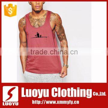 Wide strap fringe sports tank tops for men