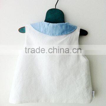 Wholesale Custom New Cute Baby Girl Clothes White Top and Blue Little Shorts photo-4