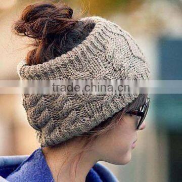 Wholesale big girl winter crochet knit women elastic headband