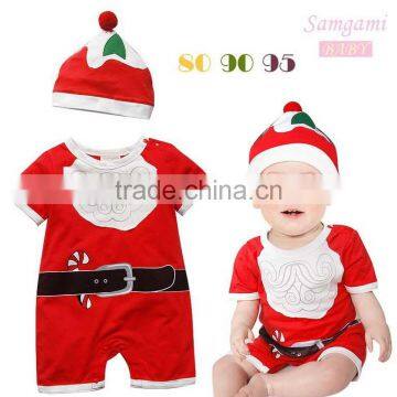 2015 new baby christmas clothes,baby romper blank with hat