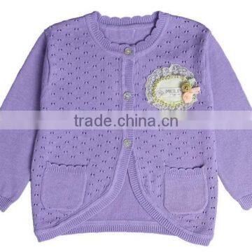 stylish white pink purple cotton knitted baby girls sweater cardigan