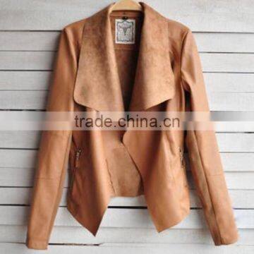 Zm50328b Europe New Modle Lady Coats Lapel Loose Women Leather Jacket photo-4