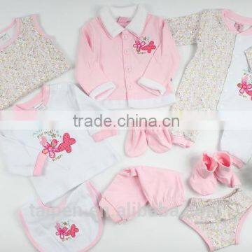 10TB1-7 Pink Color100% Cotton Winter Baby Knitted Clothing Set Baby10Pcs Set With Hanger Package photo-2