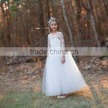 Flower Girls Lace Tutu Wedding White Dress