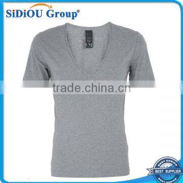 Fashion cheap plain cotton deep v neck t shirts for men