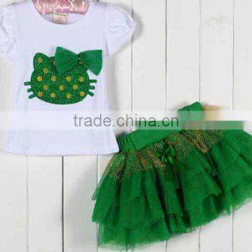 S80005T, Baby's Girls Kids Children's Suits,Girls Clothing Sets Lovely Big Flower T-shirt + Tutu Skirt 3D Bow Skirt photo-3