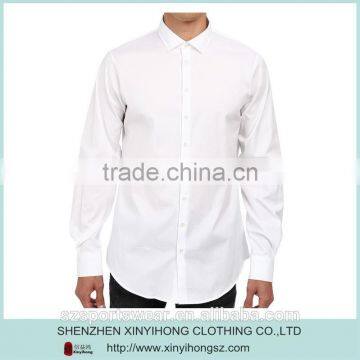 White color Slim fit cut cotton/polyester mixed fabric quality mens dress shirt