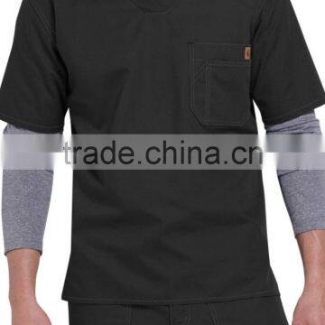 High Quality Solid Colored Men Denim Scrubs Top for Hospital Wearing photo-2