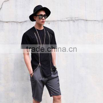 Men's Double Front Zipper Round Tee