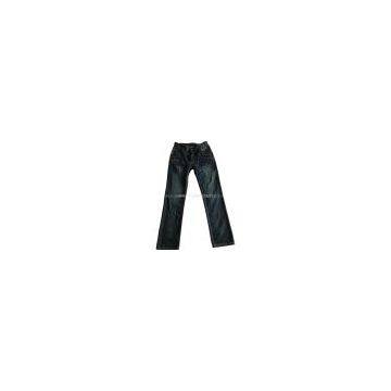 Man's Jeans With Sandblast and Monkey Wash, Black Denim photo-2