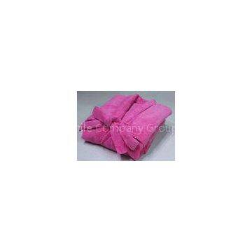 Long Microfiber Polyester Bath Robe , Pink Chenille Bathrobe Full Length