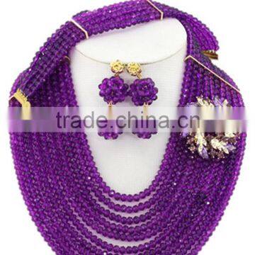 Gold-plated Crystal Beads with Rhinestone Brooch African Jewelry Set