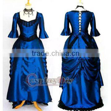 medieval gothic punk blue dress Ball Gown for female cosplay costume custom made