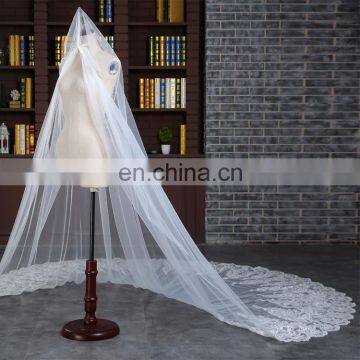 HSP1703 White 3 Meters Long Bridal Veils 1 Tier Layer Vintage Wedding Accessories Wedding Veil Lace Appliques photo-6