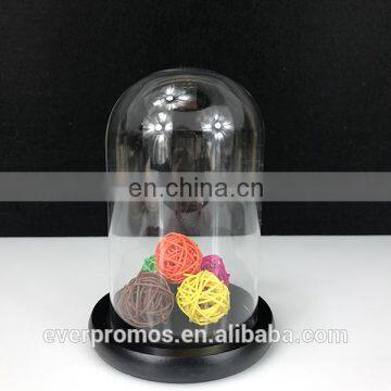 Decorative Clear Glass Dome, Glass Dome Cover with Wooden Base