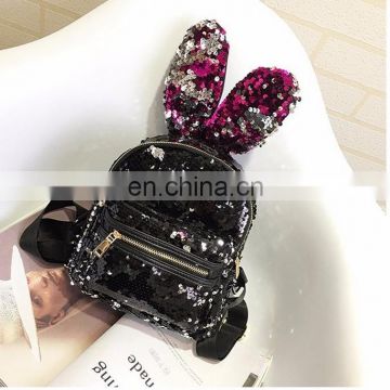 Fashion personality cool rabbit ears sequins backpack