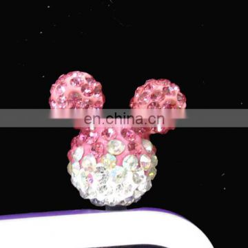 Wholesale custom rhinestone cell phone custom anti Mickey dust plug charm for iPhone MCD-0031