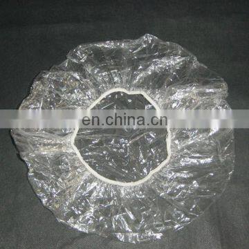 clear transparent PE shower cap for hotel using